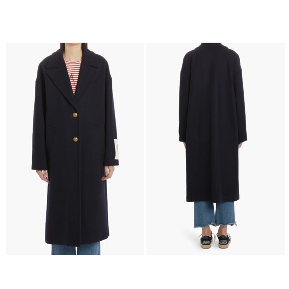 Golden Goose Women's Navy Blue 2B Oversize Virgin Wool Blend Coat Size 42 IT - Picture 1 of 8